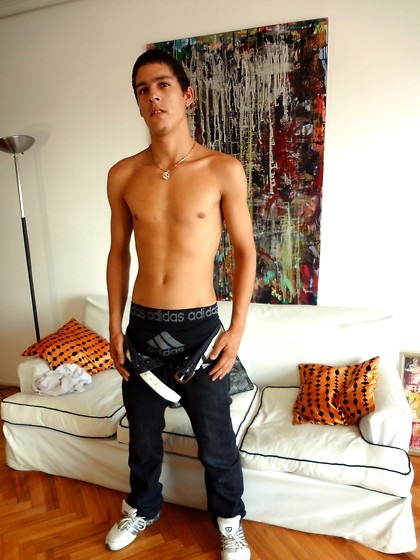 Hot uncut latin boy Javier jacking off