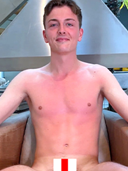 Young Ultra Lean Lad Wanks his Uncut Cock & Squirts Cum all over himself!