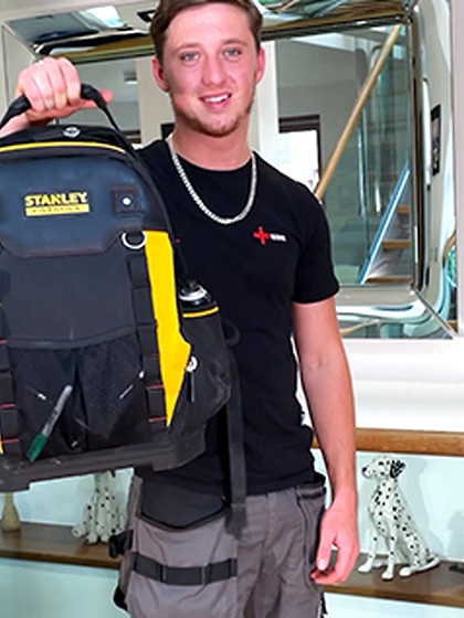 Young Straight Electrician Wanks his Rock Hard Uncut Cock & Cums Using his Tools!